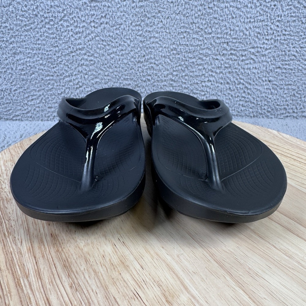OOFOS Oolala Womens 8 Black OOfoam Recovery Sandals Comfort Flip Flops - Picture 2 of 11
